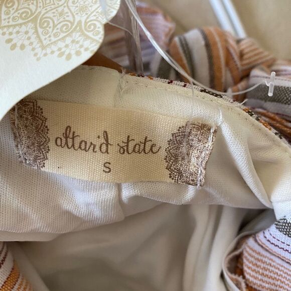 NWT Altar'd State Striped Apricot Back Tie Romper - Picture 8 of 11